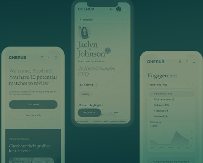 Screenshots of the Cherub app on phones.