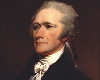 Oil portrait of Alexander Hamilton.