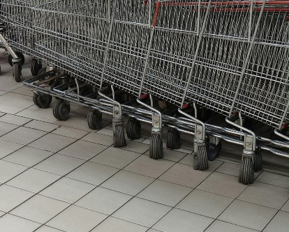 Multiple empty shopping carts.