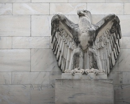 The eagle statue on the Federal Reserve building.
