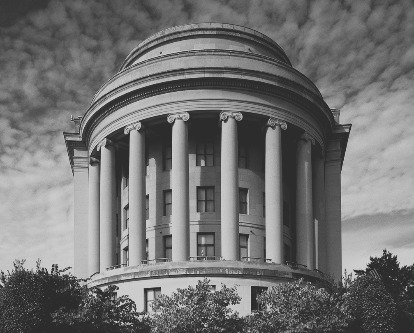 Black and white photograph of the Federal Trade Commission building.