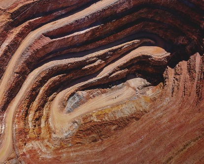 Overhead a copper mine.