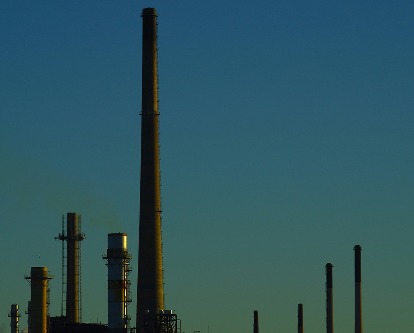 Stacks at a refinery.