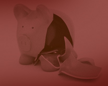 A broken piggy bank.