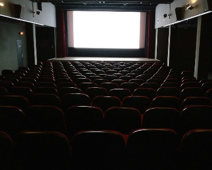 An empty movie theater.