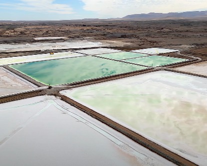 Overhead photo of a lithium farm.