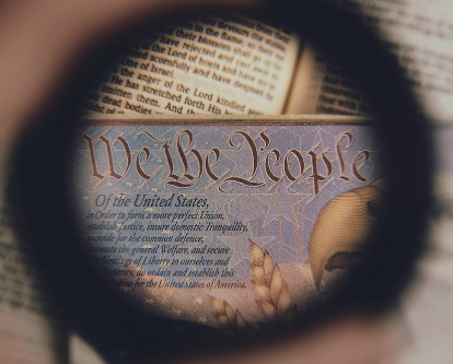 Magnified shot of the U.S. Constitution.