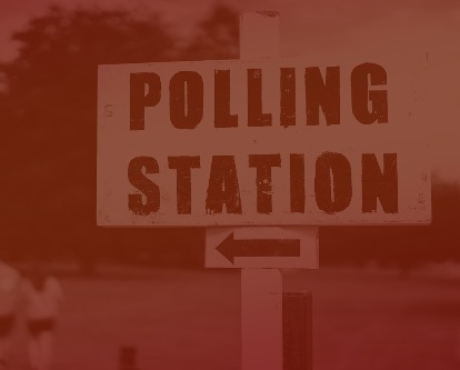 Polling station sign.