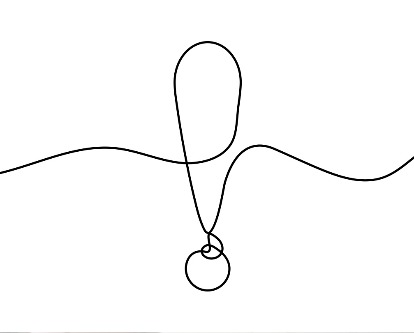 Wire sculpture of an exclamation point.