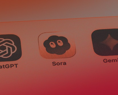 A smartphone displaying icons for ChatGPT, Sora, and Gemini.