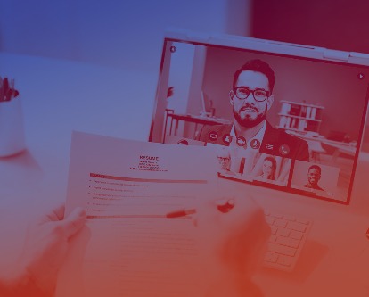 An HR executive conducting a virtual interview.