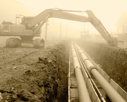 Duotone photograph of underground gas lines.