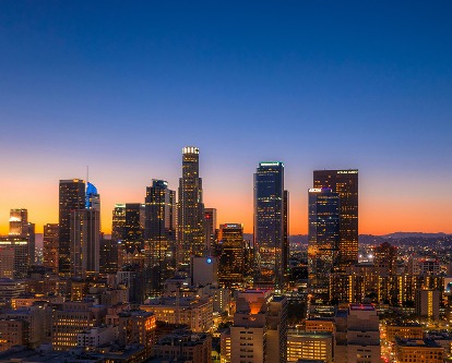Downtown Los Angeles at sunset.