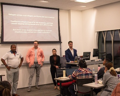 Color photograph of class being taught at USC Marshall School of Business.