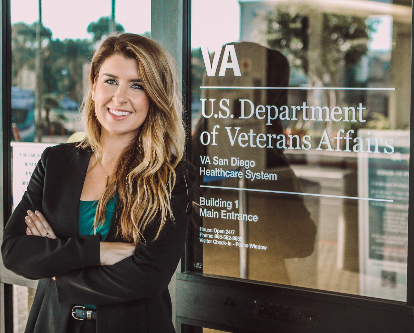 Vanessa Bolognese in front of US Department of Veteran Affairs