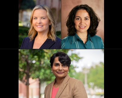 L-R Top Row: Headshots of Julia Plotts and Miriam Burgos; bottom row is Smrity Randhawa